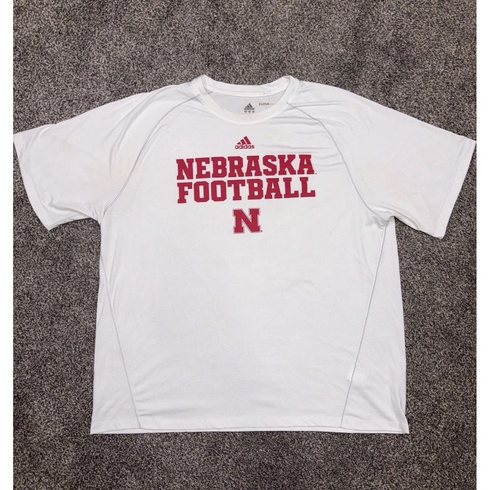 Adidas Nebraska Huskers Climate Short Sleeve Yes Shirt 2XL